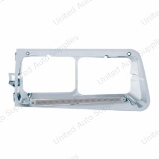 14 LED Headlight Bezel For 1989-2009 Freightliner FLD - Driver - Amber LED/Clear Lens