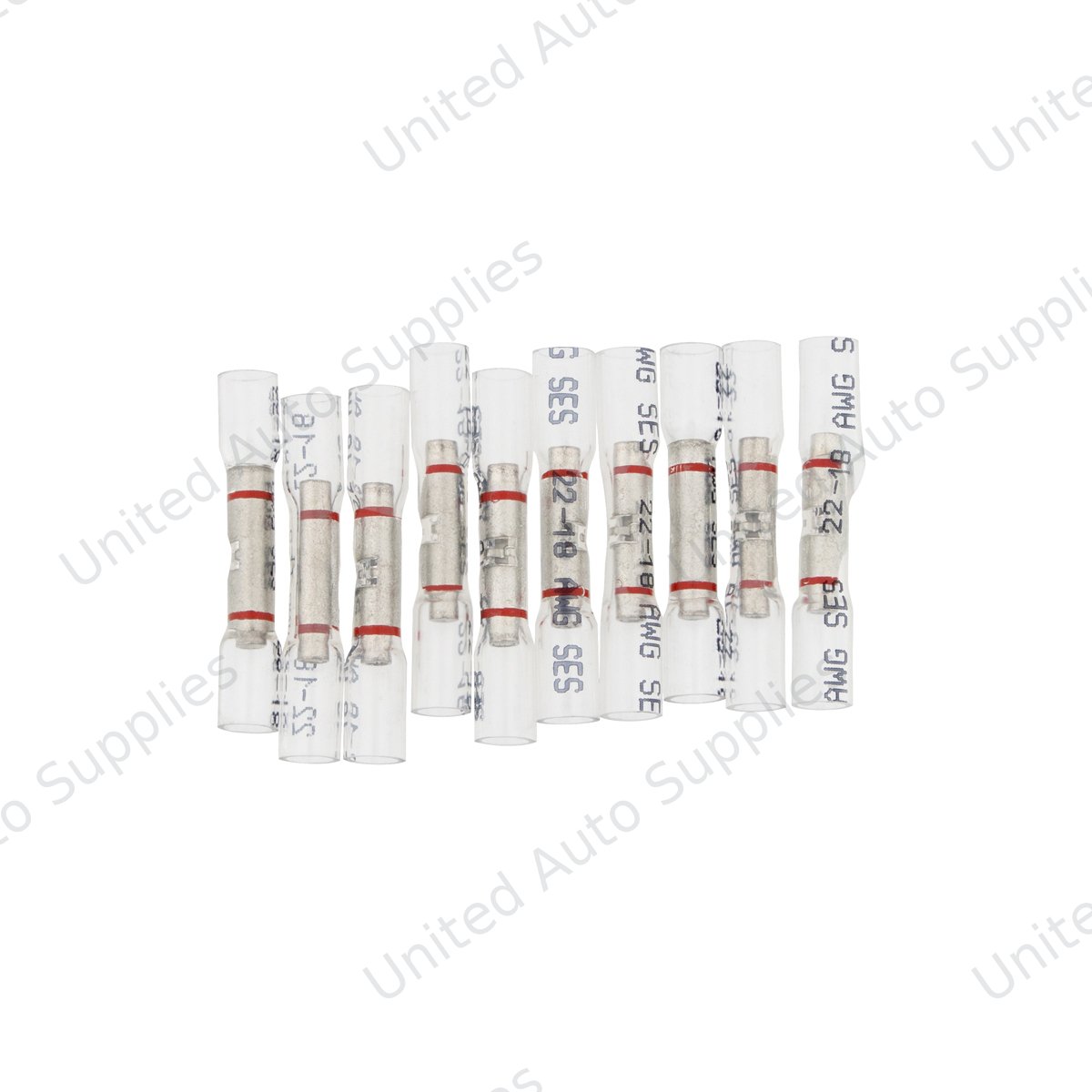 22-18 AWG CS Window Heat Shrink Butt Connector - Clear w/ Red Stripe (10-Pack)