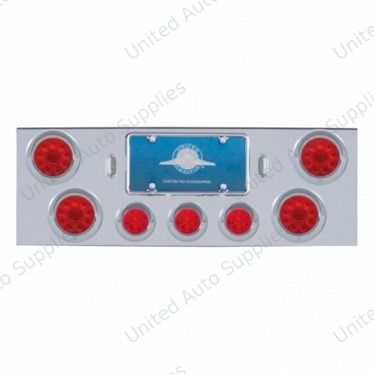 CR Rear Center Panel With 4X 10 LED 4" Lights & 3X 13 LED 2.5" Beehive Lights & Visors-Red LED & Lens