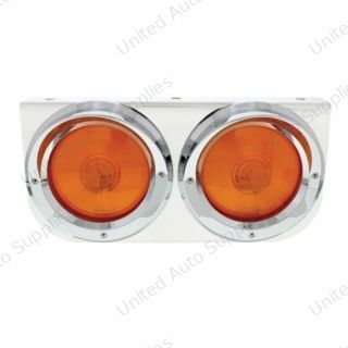 Stainless Light Bracket With 2X 4" Lights & Visors - Amber Lens