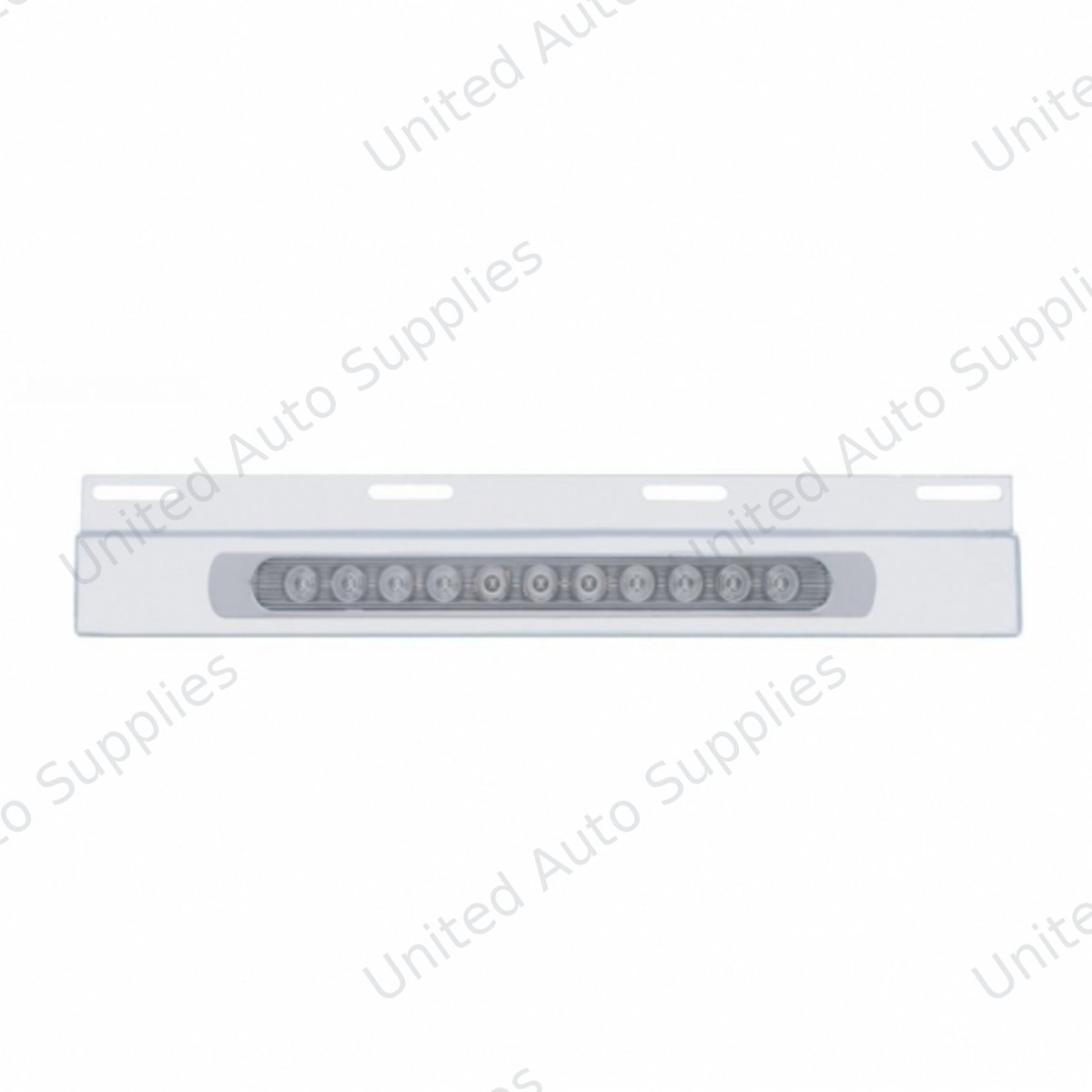 Stainless Top Mud Flap Plate With 11 LED 17" Light Bar & Bezel - Red LED/Clear Lens (Each)