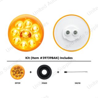 9 LED 2.5" Round Pure Reflector Light Kit (Clearance/Marker) - Amber LED/Amber Lens