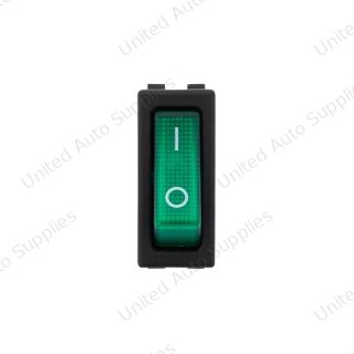Green Illum Rocker 20 Amp 12V S.P.S.T. On/Off 1 Pc.