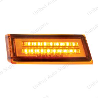 35 LED Sequential Turn Signal Light For 2018-2026 Freightliner Cascadia - Driver - Amber LED/Amber Lens