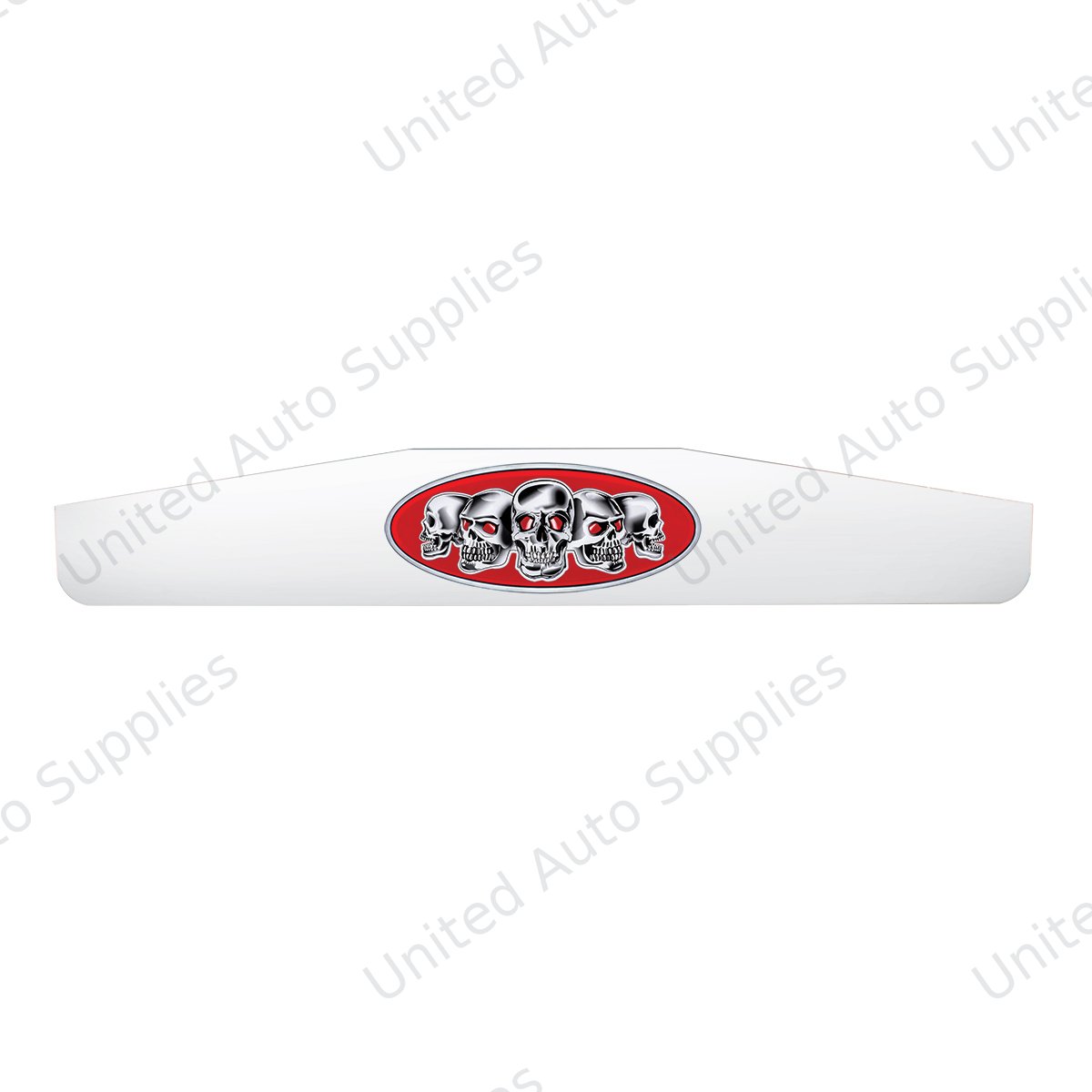 4" X 24" Chrome Bottom Mud Flap Weight With Oval Red Skull Emblem