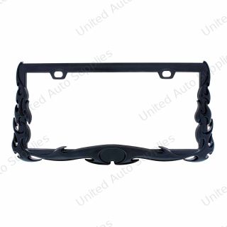 Flame License Plate Frame - Black