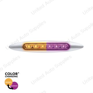 Double Fury 6 LED Dual Function 6" Marker Light With Chrome Bezel-Amber & Purple/Clear Lens