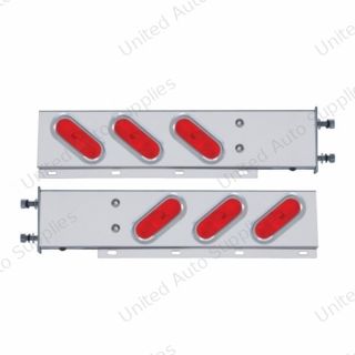 3-3/4" Bolt Pattern Stainless Spring Loaded Light Bar With 6X Oval Lights & Visors (Pair)