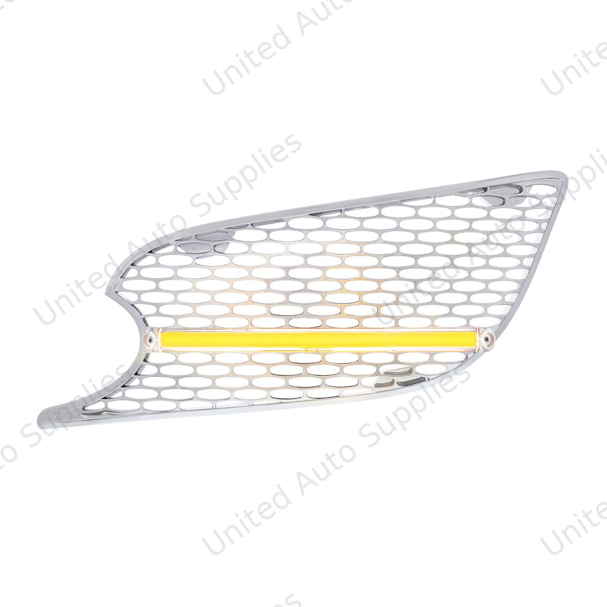 Chrome Air Intake Grille With LED GloLight For 2012-2021 Peterbilt 579 (Driver) - Amber LED/Clear Lens