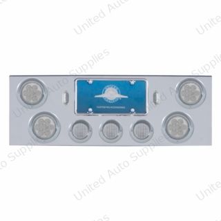 CR Rear Center Panel With 4X 7 LED 4" Reflector Light & 3X 13 LED 2.5" Light & Visor-Red LED/Clear Lens