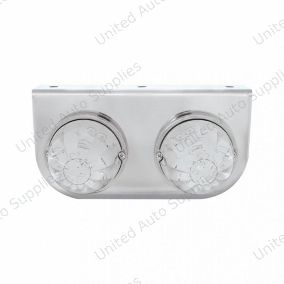 Stainless Light Bracket With 2X 17 LED Watermelon Lights - Red LED/Clear Lens