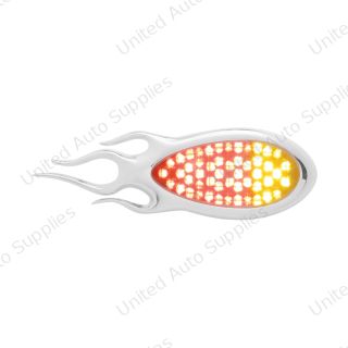 51 LED Duo "Inferno" Auxiliary/Utility Light With Flame Bezel - Red+Amber LED/Clear Lens