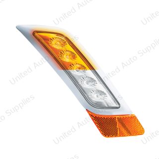 Double Fury 5 LED Fender Turn Signal Light For 2012-2021 Peterbilt 579-Amber & White LED,Passenger