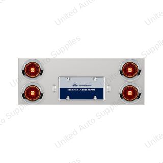 33-3/4" Stainless Rear Center Panel With 4X 13 LED 4" Abyss Lights & Visors - Red LED/Clear Lens