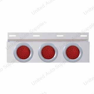 Stainless Top Mud Flap Plate With 3X 36 LED 4" Lights & Grommets - Red LED/Red Lens (Each)