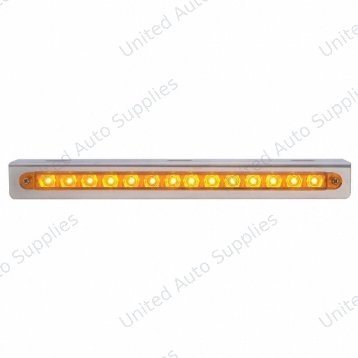 Stainless Light Bracket With 14 LED 12" Sequential Light Bar (Left to Right) - Amber LED/Amber Lens