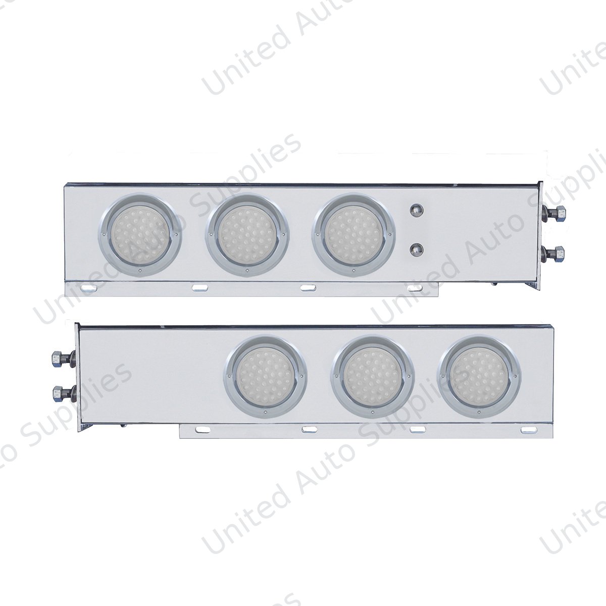 2" Bolt Pattern SS Spring Loaded Bar With 6X 36 LED 4" Lights & Visors -Red LED/Clear Lens (Pair)