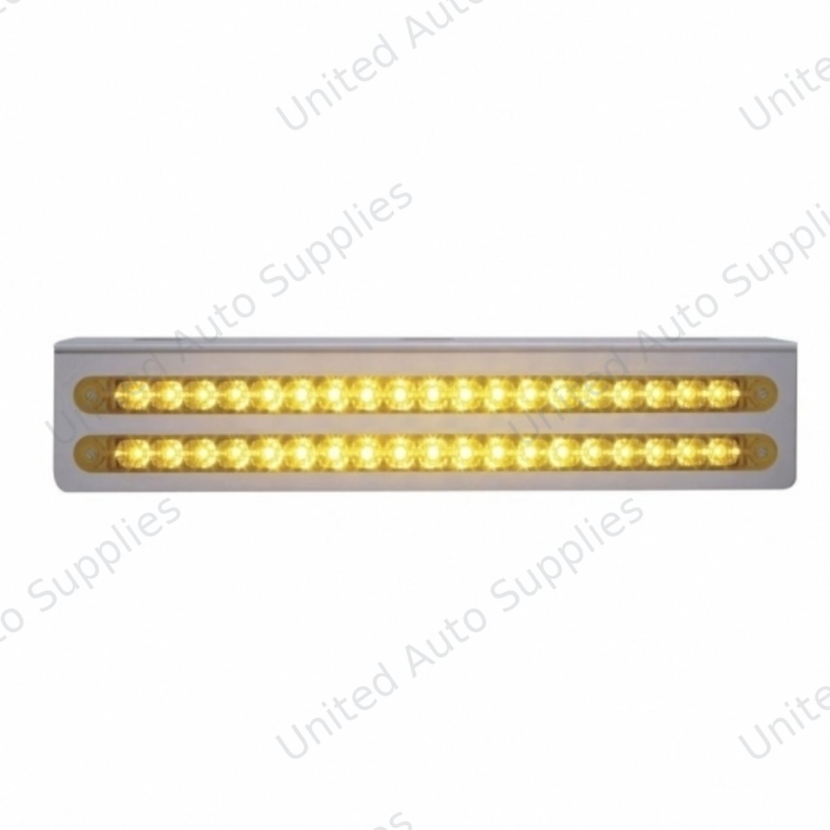12-3/4" Stainless Light Bracket With 2X 19 LED 12" Light Bars - Amber LED/Amber Lens