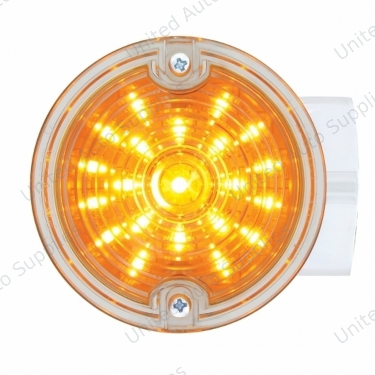 21 LED 3-1/4" Dual Function Signal Light For Harley Motorcycle With Housing - Amber LED/Clear Lens