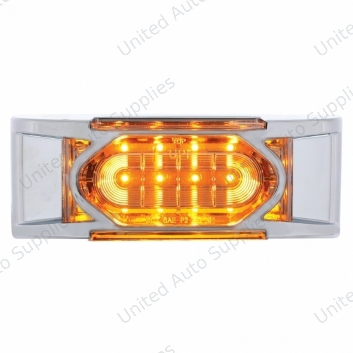 16 LED Reflector Light (Clearance/Marker) With Chrome Bezel - Amber LED/Clear Lens