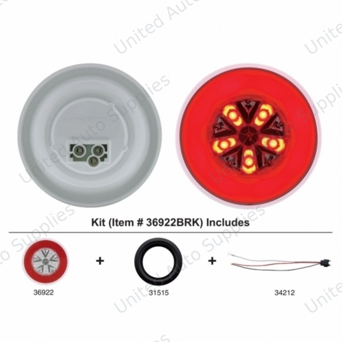 GloLight 18 LED 4" Round Stop/Turn/Tail Light Kit - Red LED/Red Lens