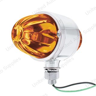 Chrome Double Face Housing With 2 Watermelon Glass Lens - Dark Amber