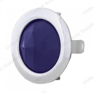 Glass Blue Dot Lens With Chrome Ring, Short Tab (Pair)