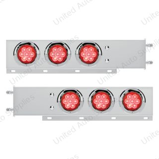 3-3/4" Bolt Pattern Deluxe SS Spring Loaded Bar W/6X 7 Red LED 4" Reflector Light & Visors -Red Lens (Pair)