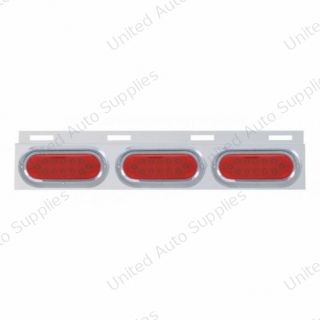 Stainless Top Mud Flap Plate With Three 12 LED Lights & Visor - Red LED/Red Lens (Each)