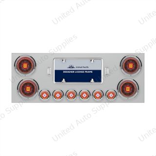 SS Rear Center Panel With Four 13 LED 4" Abyss Light & Six 4 LED 2" Lights & Bezels-Red LED/Clear Lens