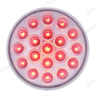 Double Fury 19 LED 4" Round Stop/Turn/Tail Light With Warning Light - Red & Amber LED/Clear Lens