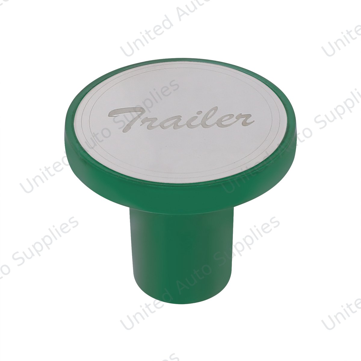 Aluminum Screw-On Air Valve Knob With Stainless Trailer Plaque - Emerald Green