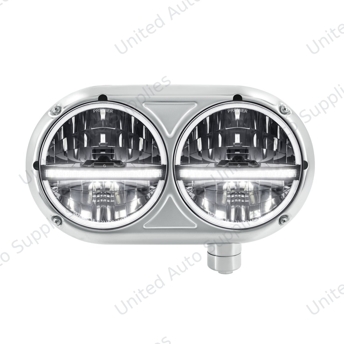 Headlight Assembly With 304 SS Housing & 20 LED Headlights W/LED Position Light For Peterbilt 359-Passenger