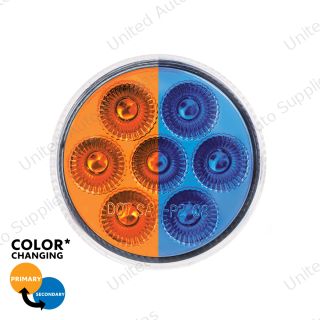 Double Fury 7 LED 2" Round Clearance/Marker Light-Amber & Blue LED/Clear Lens