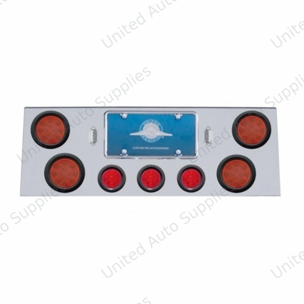 SS Rear Center Panel With 4X 12 LED 4" Reflector Light & 3X 13 LED 2.5" Beehive Light -Red LED & Lens