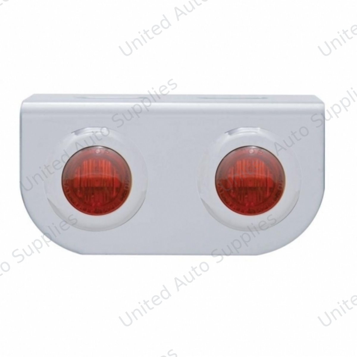 Stainless Light Bracket With 2X 3 LED 3/4" Mini Lights - Red LED/Red Lens