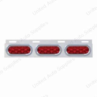 Stainless Top Mud Flap Plate With Three 10 LED Lights & Visor - Red LED/Red Lens (Each)