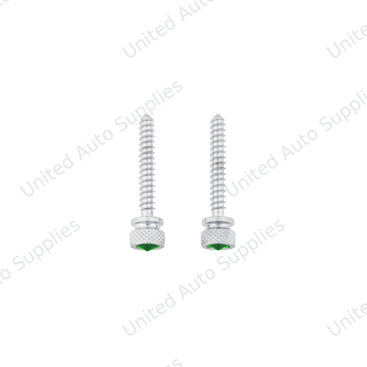 Chrome Long Dash Screw With Green Crystal For Freightliner (2-Pack)