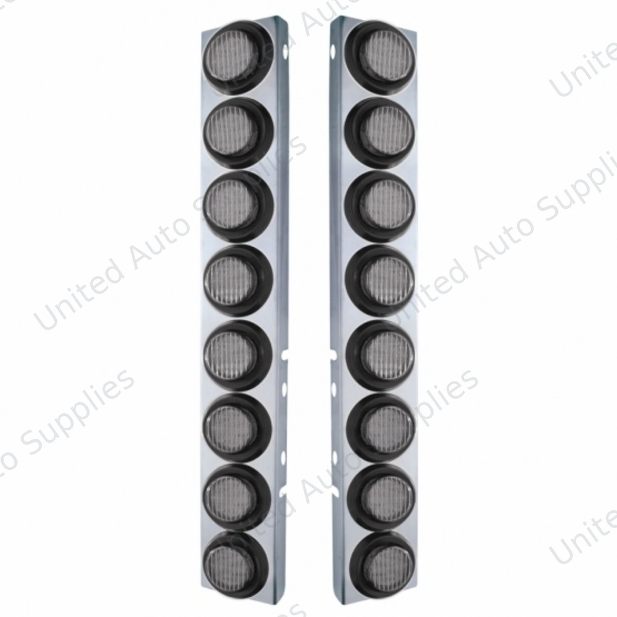 SS Front Air Cleaner Bracket With 16X 9 LED 2" Lights For Peterbilt-Amber LED/Clear Lens