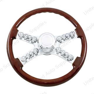 18" Skull Steering Wheel With Hub & Horn Button Kit For Peterbilt (1998-2005) & Kenworth (2001-2002)