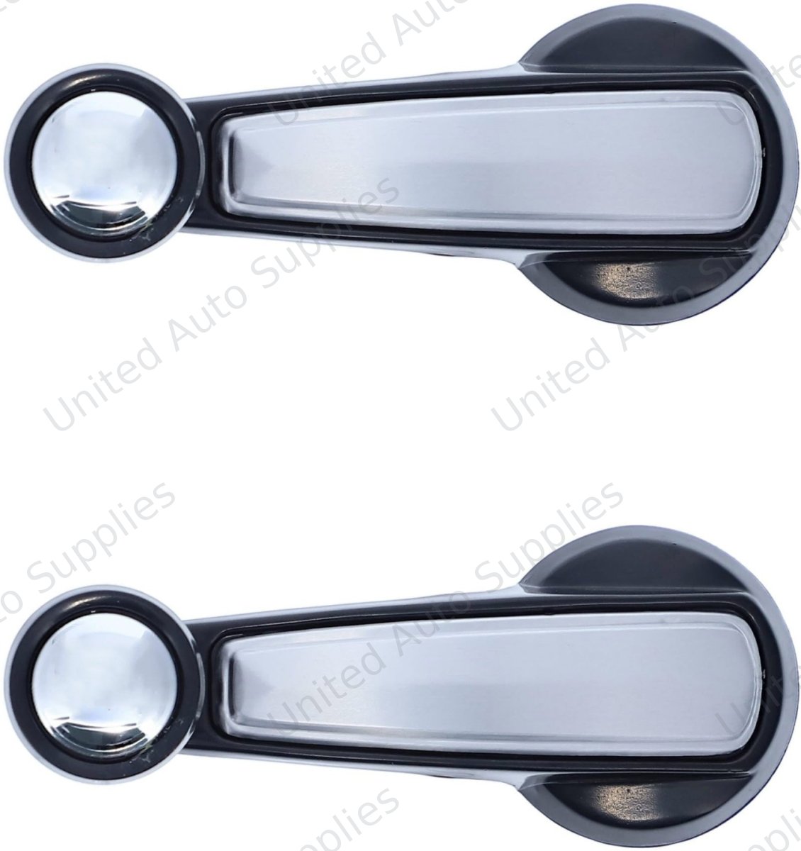 Window Crank Handle RH = LH (2pcs) Plastic Black Knob + Black Handle (Plastic) + Alu. Cover for 1978-1980 Chevrolet Blazer