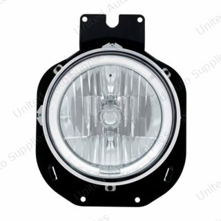 Crystal Headlight With White LED Halo Ring For 1996-2005 Freightliner Century