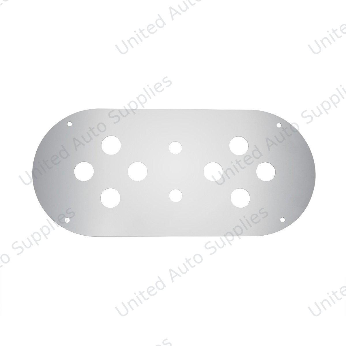 Stainless Steel Above Door Dome Light Plate With 8 x 3/4" Mini Light Cutouts For Kenworth & Peterbilt Trucks