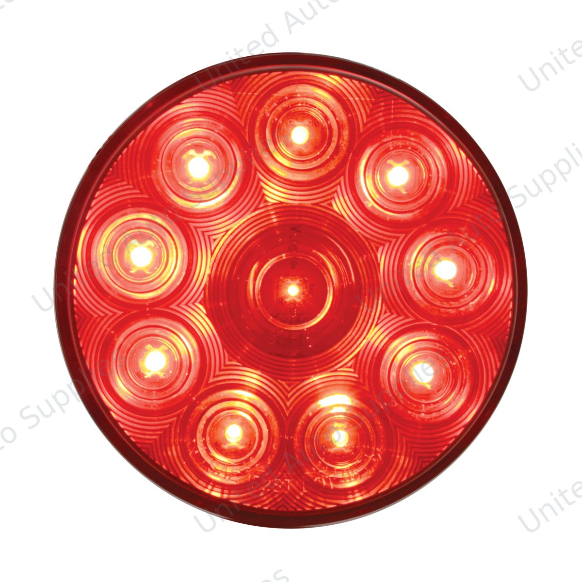10 LED 4" Round Light (Stop, Turn & Tail) - Red LED/Red Lens (Bulk)