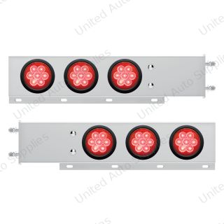 3-3/4" Bolt Pattern Deluxe SS Spring Loaded Bar W/6X 7 Red LED 4" Reflector Light -Red Lens (Pair)