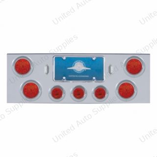 CR Rear Center Panel With 4X 7 LED 4" Reflector Light & 3X 13 LED 2.5" Light & Visor-Red LED & Lens