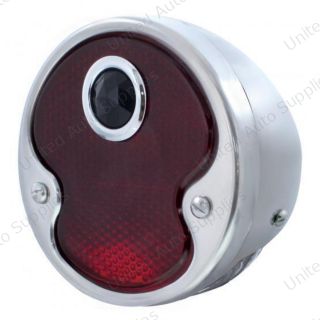 Tail Light Assembly With SS Housing & Blue Dot Lens For Ford Car (1932) & Truck (1932-1942)- L/H