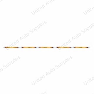 94" Stainless Light Bracket With 5X 11 LED 17" Light Bars & Bezels - Amber LED/Amber Lens