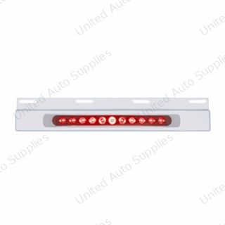 Stainless Top Mud Flap Plate With 11 LED 17" Light Bar & Bezel - Red LED/Red Lens (Each)