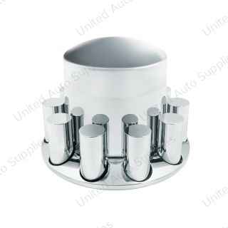 Chrome Plastic Extra Tall Dome Rear Axle Cover With 33mm Thread-On Tall Cylinder Nut Covers